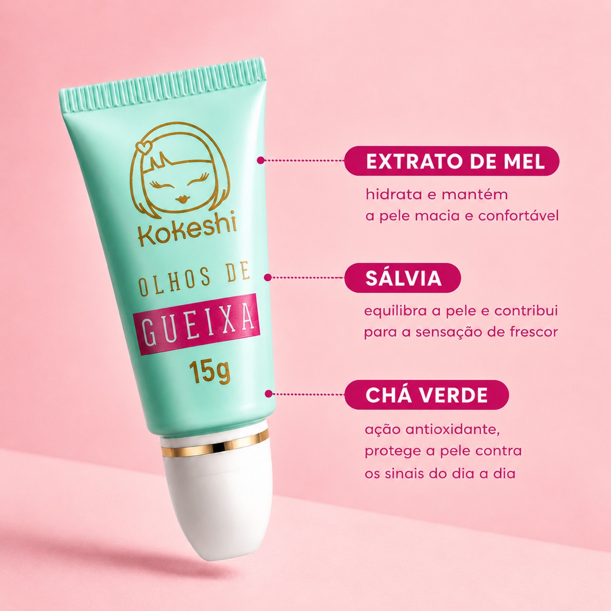 Olhos de Gueixa 15g — extrato de mel, sálvia e chá verde