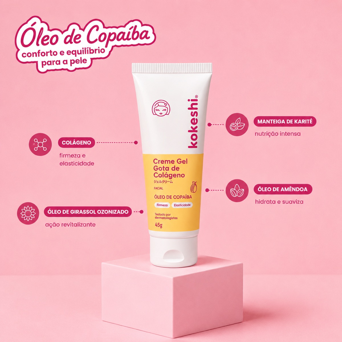 Creme Gel Gota de Colágeno 45g com óleo de copaíba